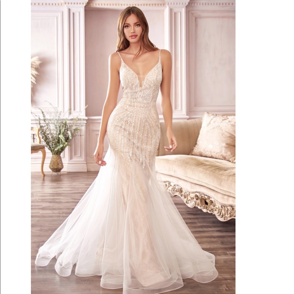 Off-white Beaded Mermaid Wedding Dress